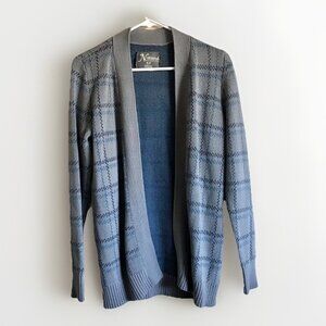 Natural Reflections Women's Gray Blue Plaid Cardigan Sweater S/P Cotton